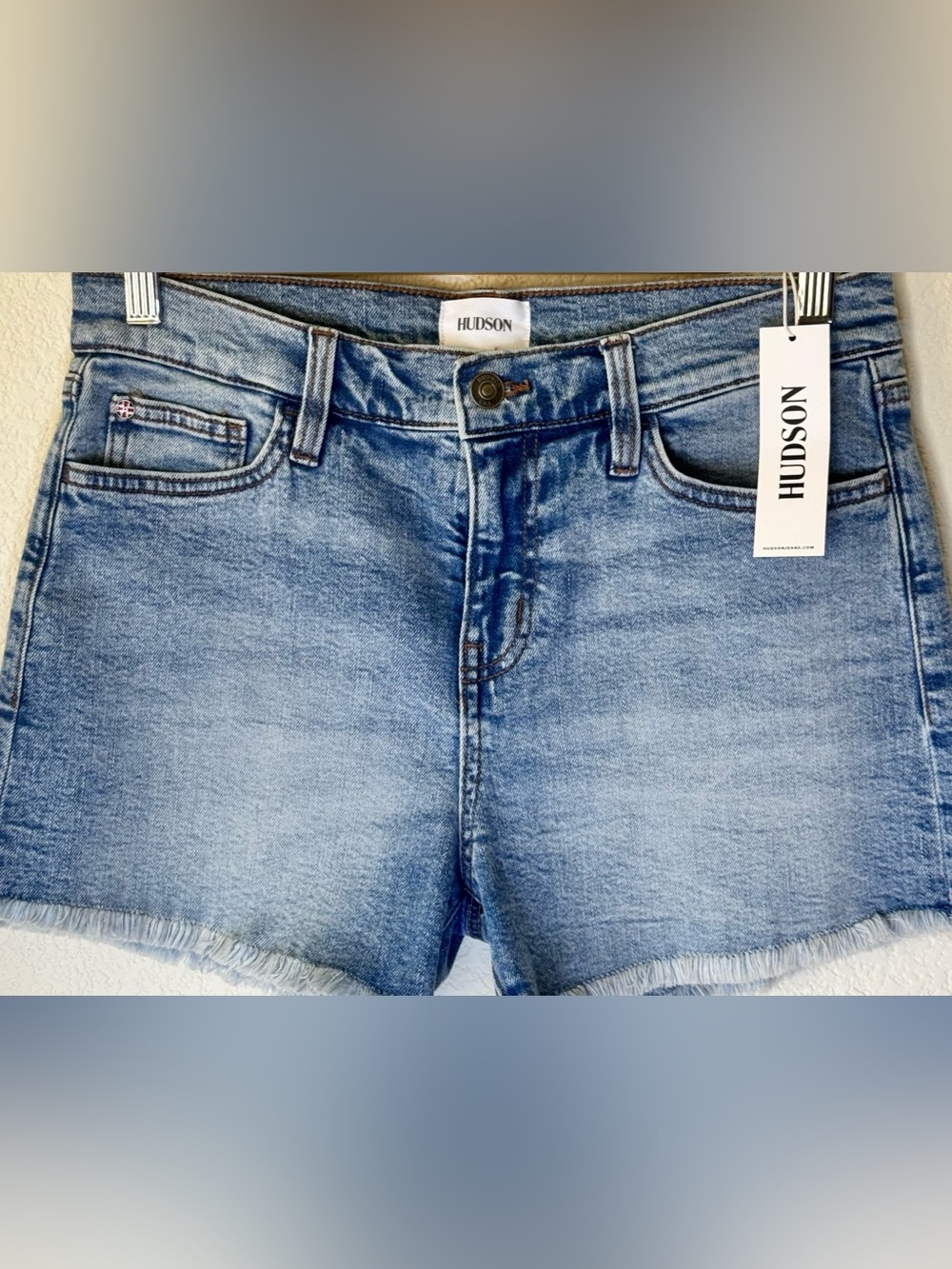 NWT Hudson Gracie Denim Shorts Size 28 Light Wash Frayed Hem Jean Shorts